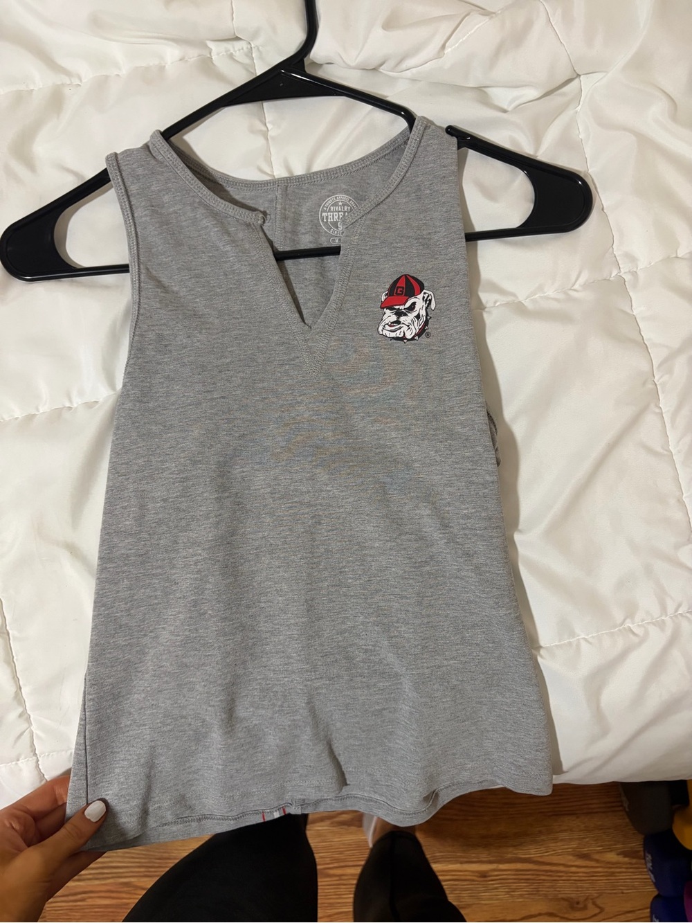 Rivalry Threads Gray Women's Tank with Bulldog Patch